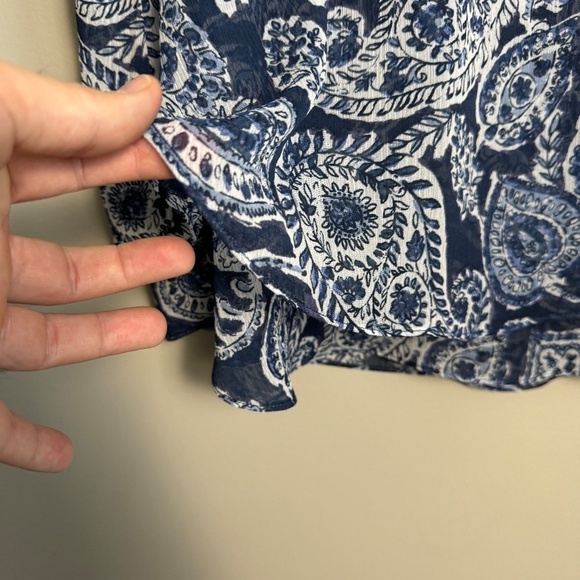 Christina B Women's‎ Sheer Blue Abstract Layered Satin Sleeveless Blouse Large - Picture 2 of 10